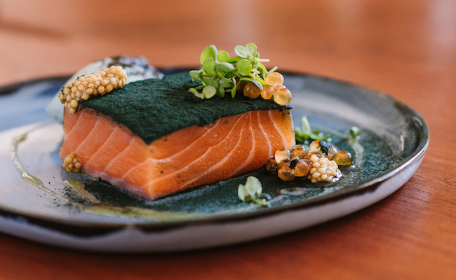 Saumon_gravlax_spiruline_Moutarde__restaurant_bec_paradou_alpilles_gastronomie